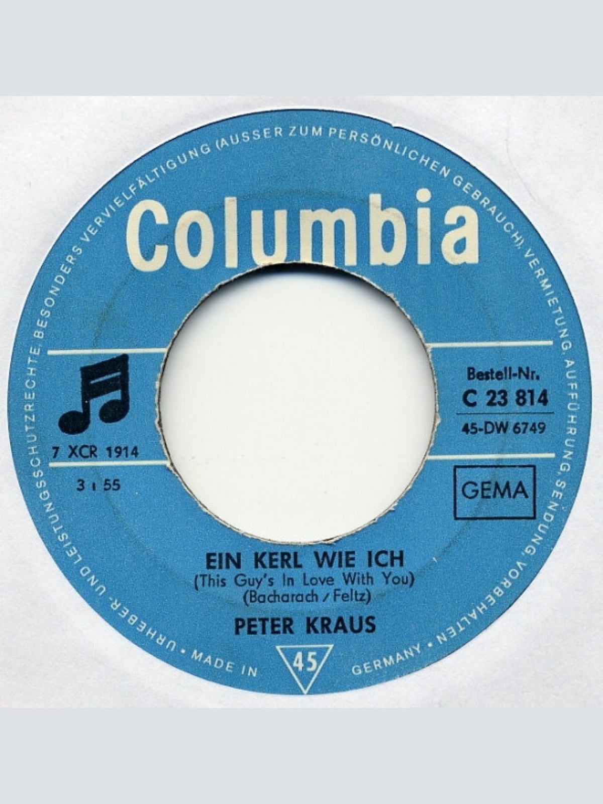 Vinyl / Peter Kraus - Ein Kerl Wie Ich / In Einer Spanischen Nacht