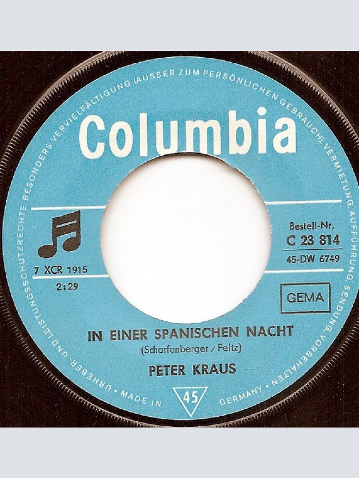 Vinyl / Peter Kraus - Ein Kerl Wie Ich / In Einer Spanischen Nacht