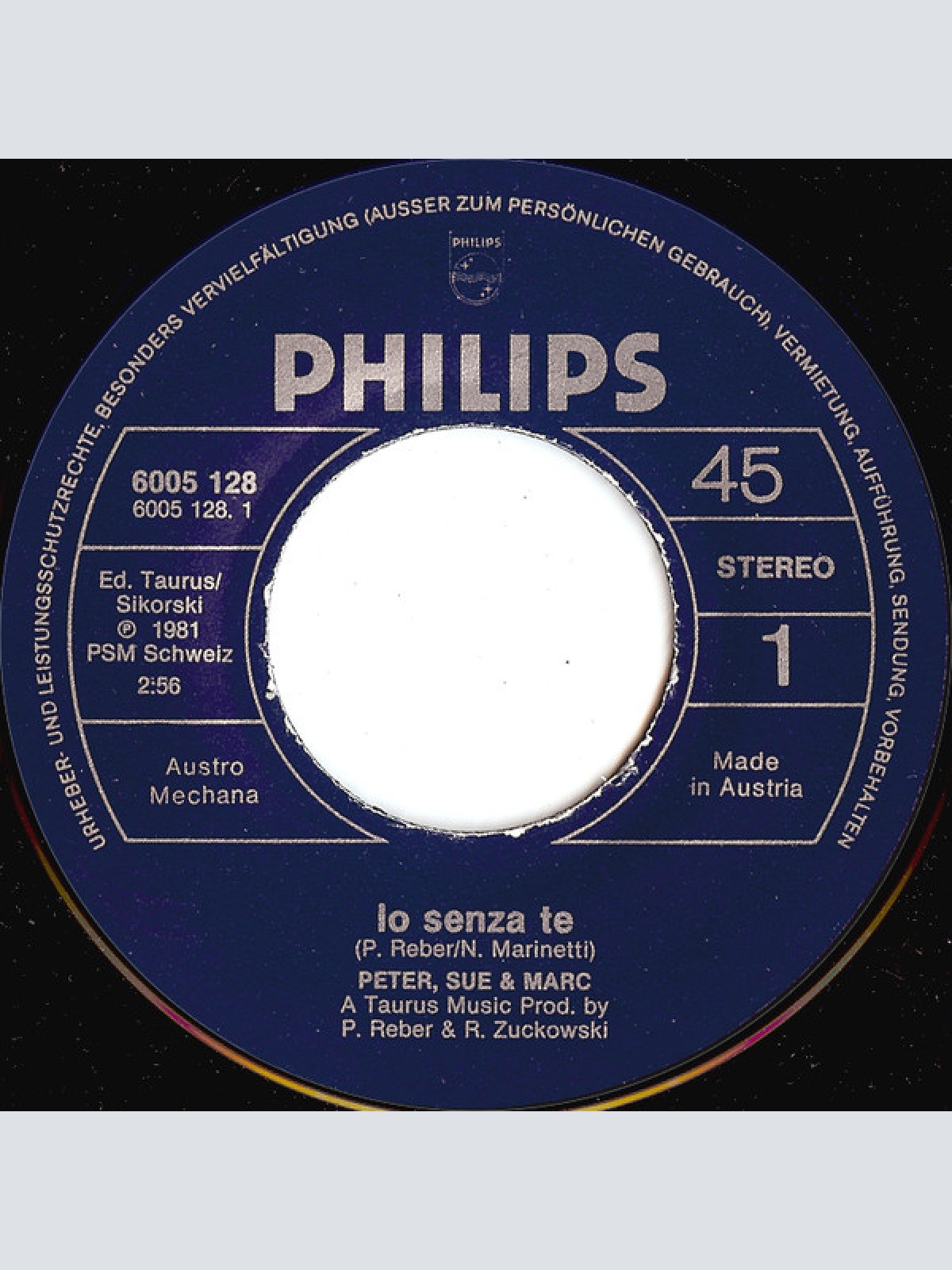 Vinyl / Peter, Sue & Marc - Io Senza Te