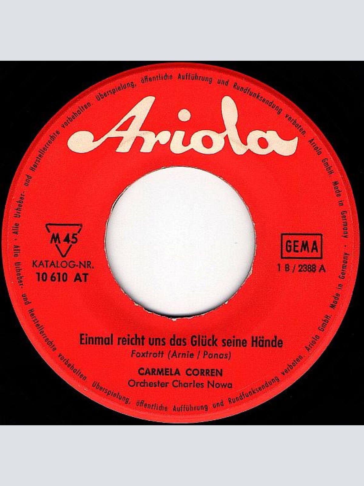 Vinyl / Carmela Corren - Einmal Reicht Uns Das Glück Seine Hände