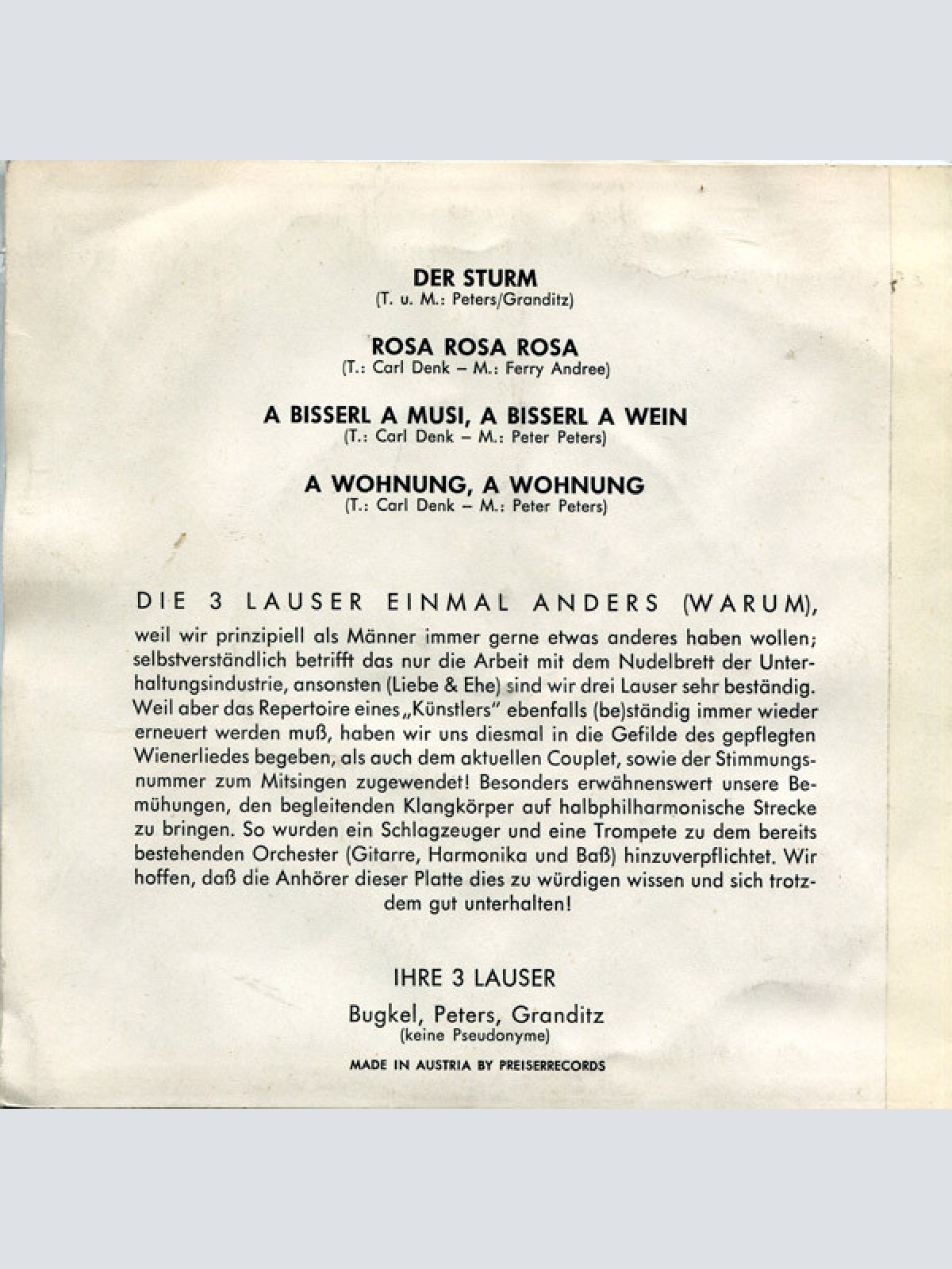 Vinyl / Die 3 Lauser - Einmal Anders