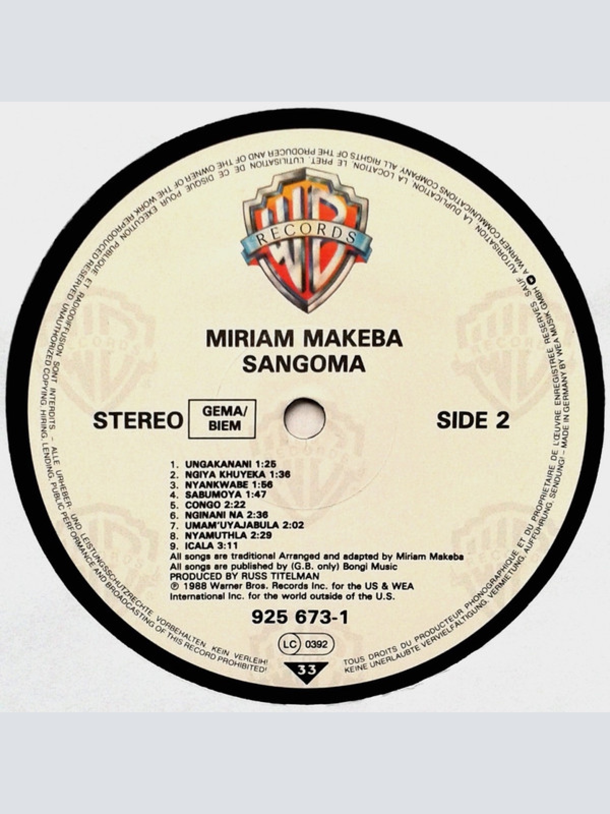Vinyl / Miriam Makeba - Sangoma