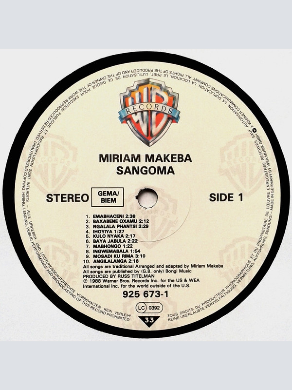 Vinyl / Miriam Makeba - Sangoma