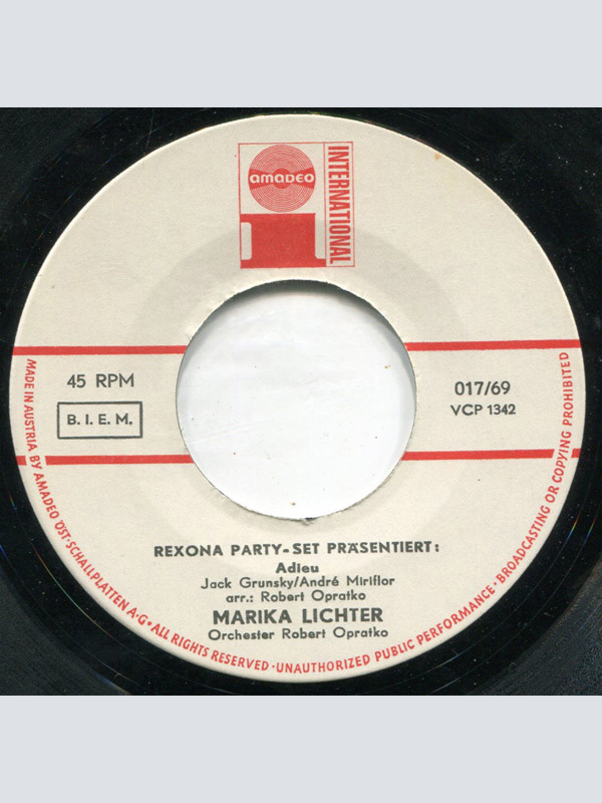 Vinyl / Marika Lichter - Adieu / Erinnerung