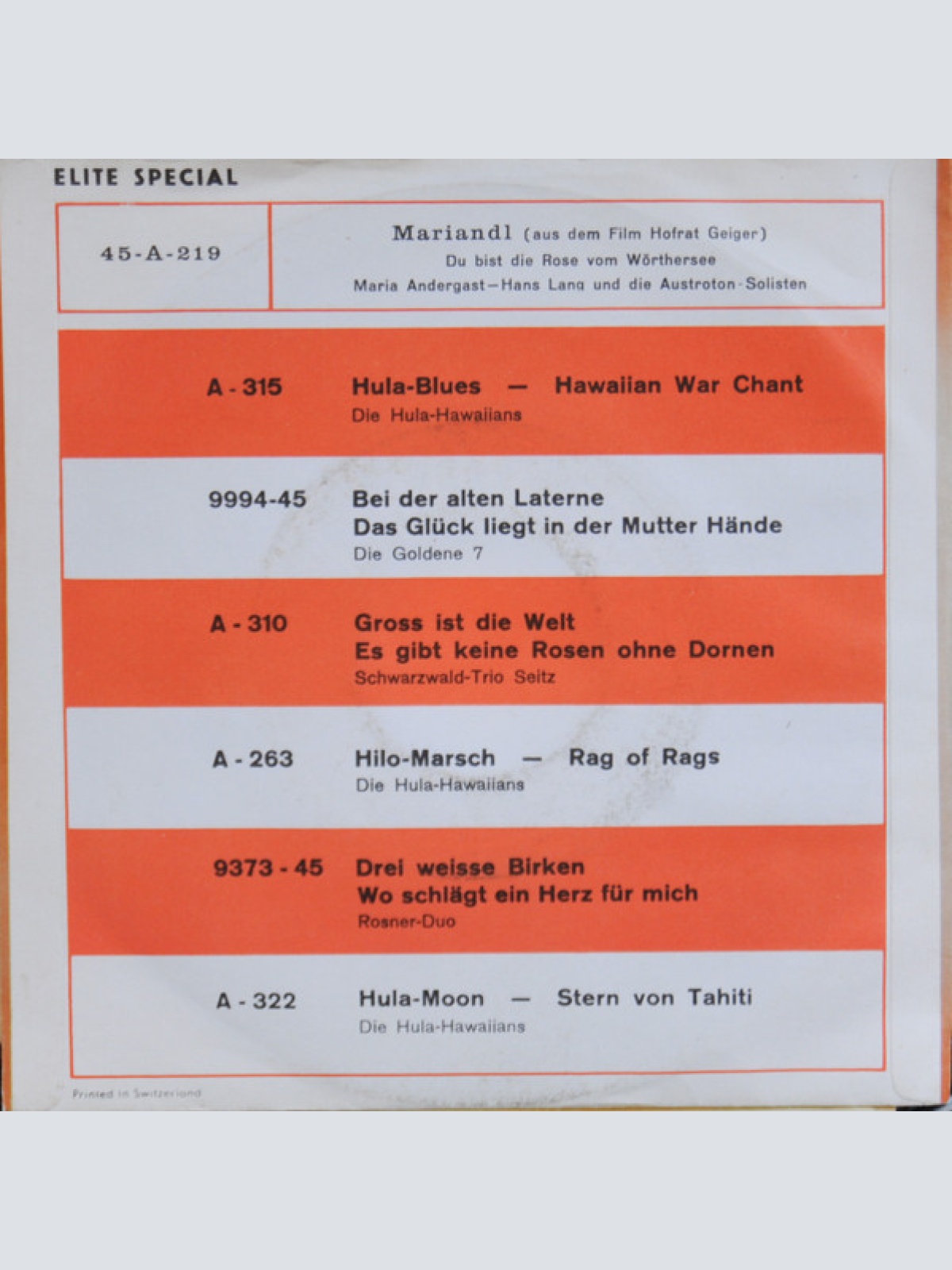 Vinyl / Maria Andergast - Hans Lang - Mariandl