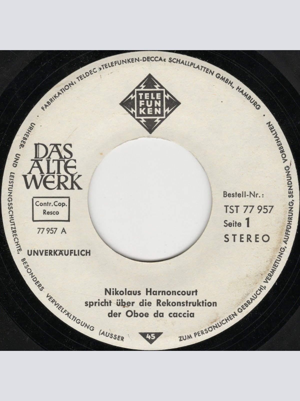 Vinyl / Nikolaus Harnoncourt / Johann Sebastian Bach - Oboe Da Caccia