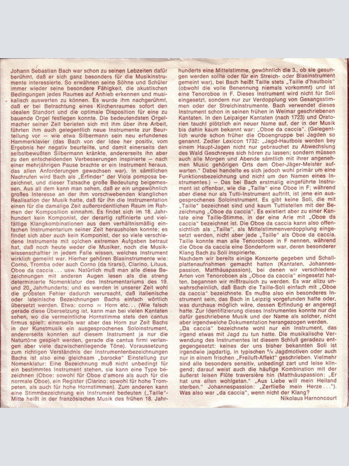 Vinyl / Nikolaus Harnoncourt / Johann Sebastian Bach - Oboe Da Caccia