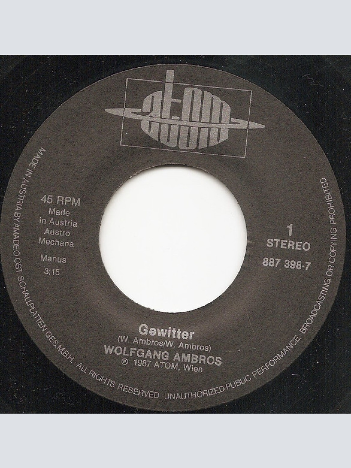 Vinyl / W. Ambros*, № 1* - Gewitter