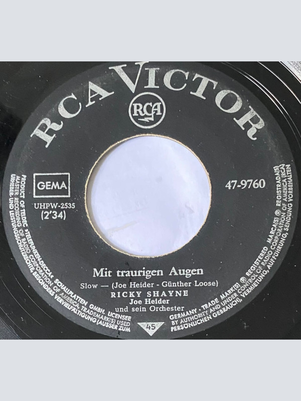Vinyl / Ricky Shayne - Mit Traurigen Augen / Ich Sprenge Alle Ketten