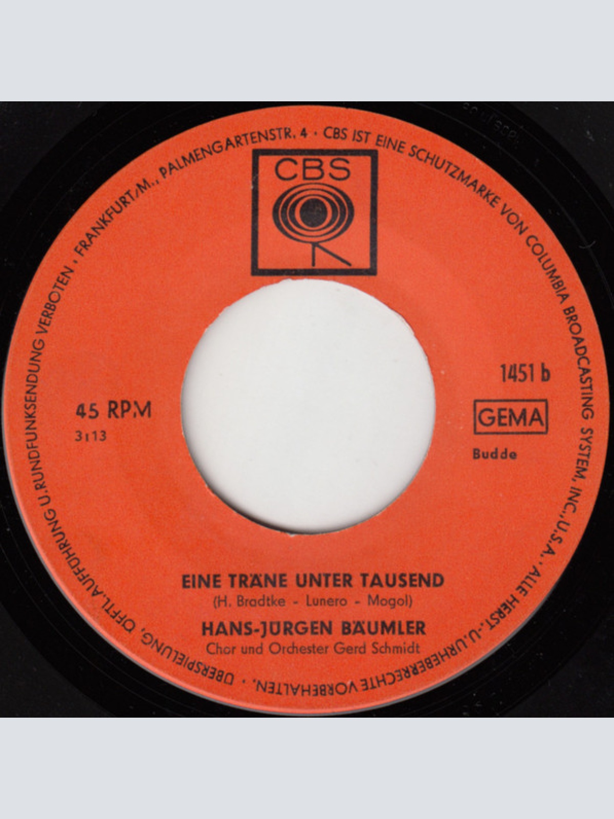 Vinyl / Hans-Jürgen Bäumler - Wunderschönes Fremdes Mädchen / Eine Träne Unter Tausend