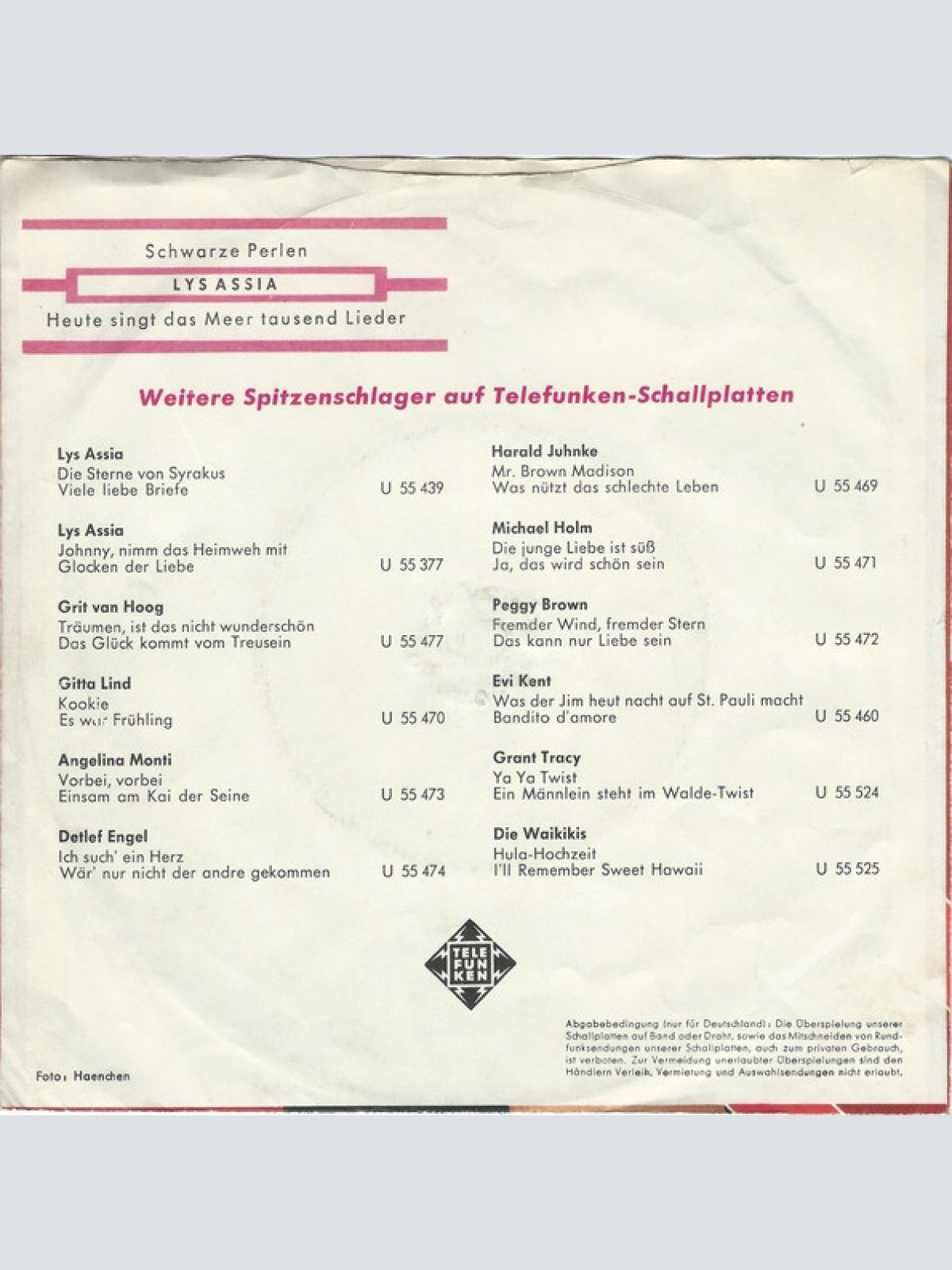 Vinyl / Lys Assia - Schwarze Perlen