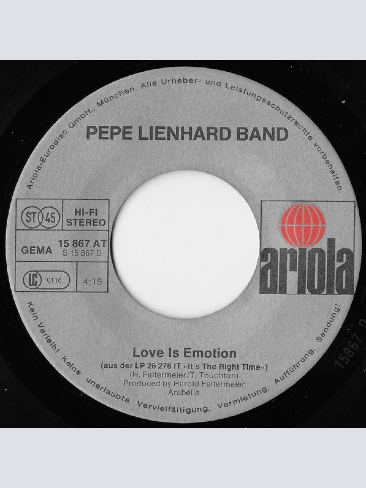 Vinyl / Pepe Lienhard Band - Kuta Post Box 41 / Love Is Emotion