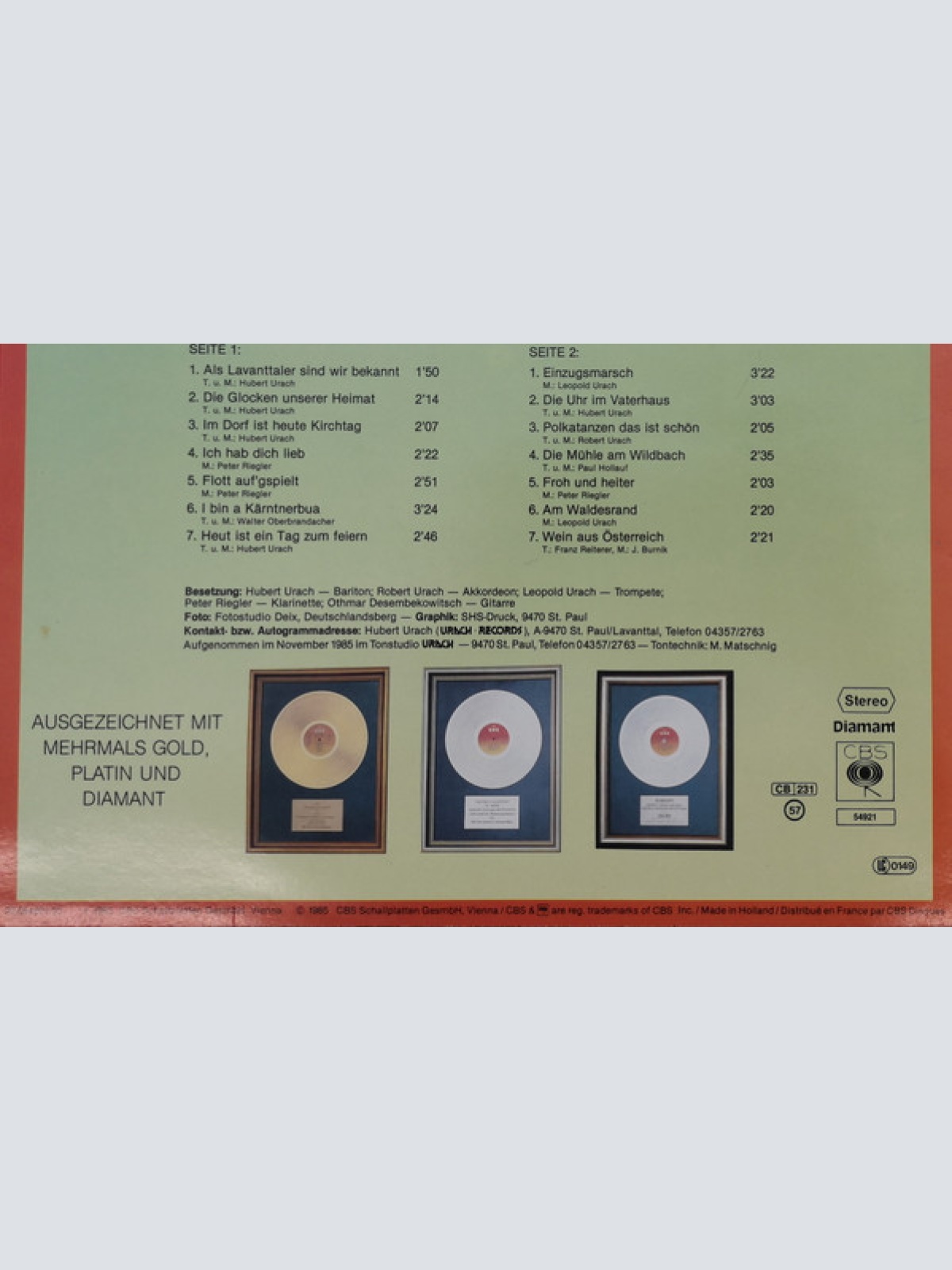 Vinyl / Hubert Urach Und Seine Orig. Fidelen Lavanttaler* - Wir Sind Fidel