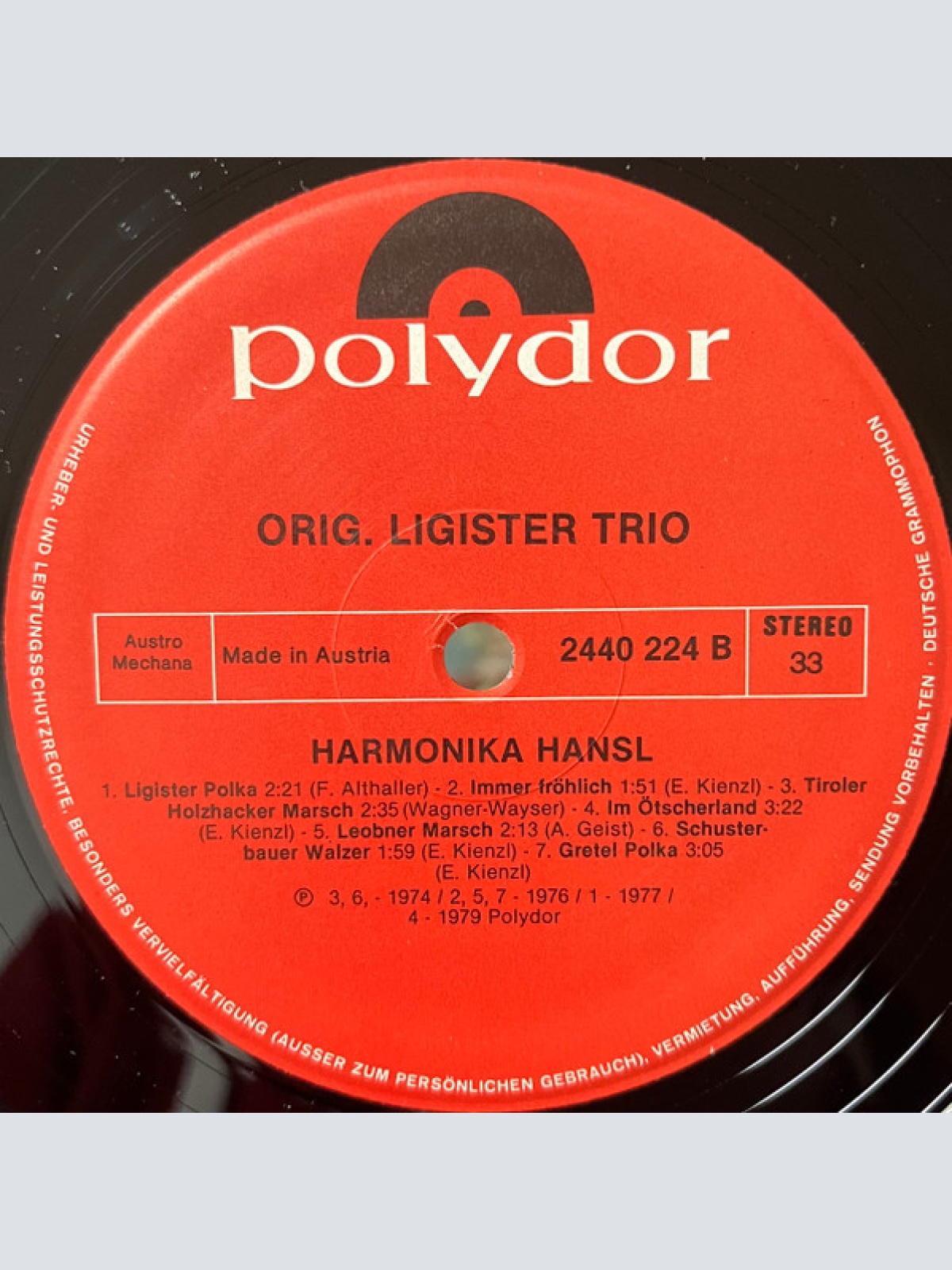 Vinyl / Original Ligister Trio - Harmonika Hansl