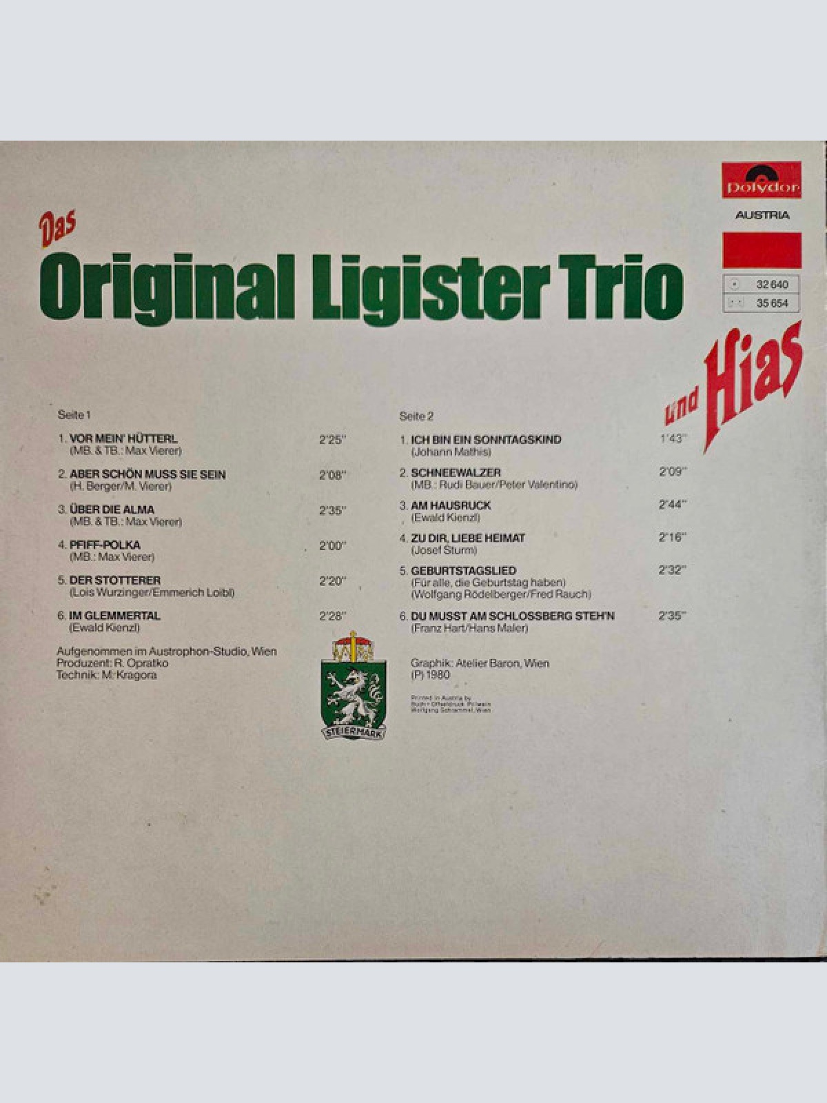 Vinyl / Das Original Ligister Trio* Und Hias - Zu Dir, Liebe Heimat
