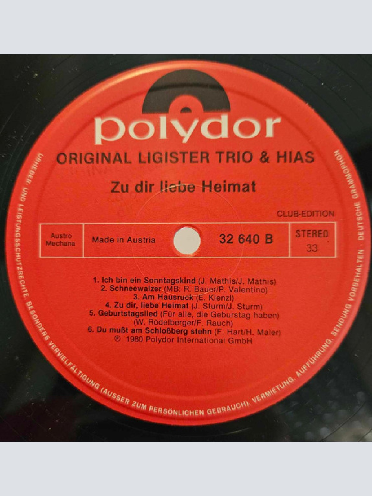 Vinyl / Das Original Ligister Trio* Und Hias - Zu Dir, Liebe Heimat