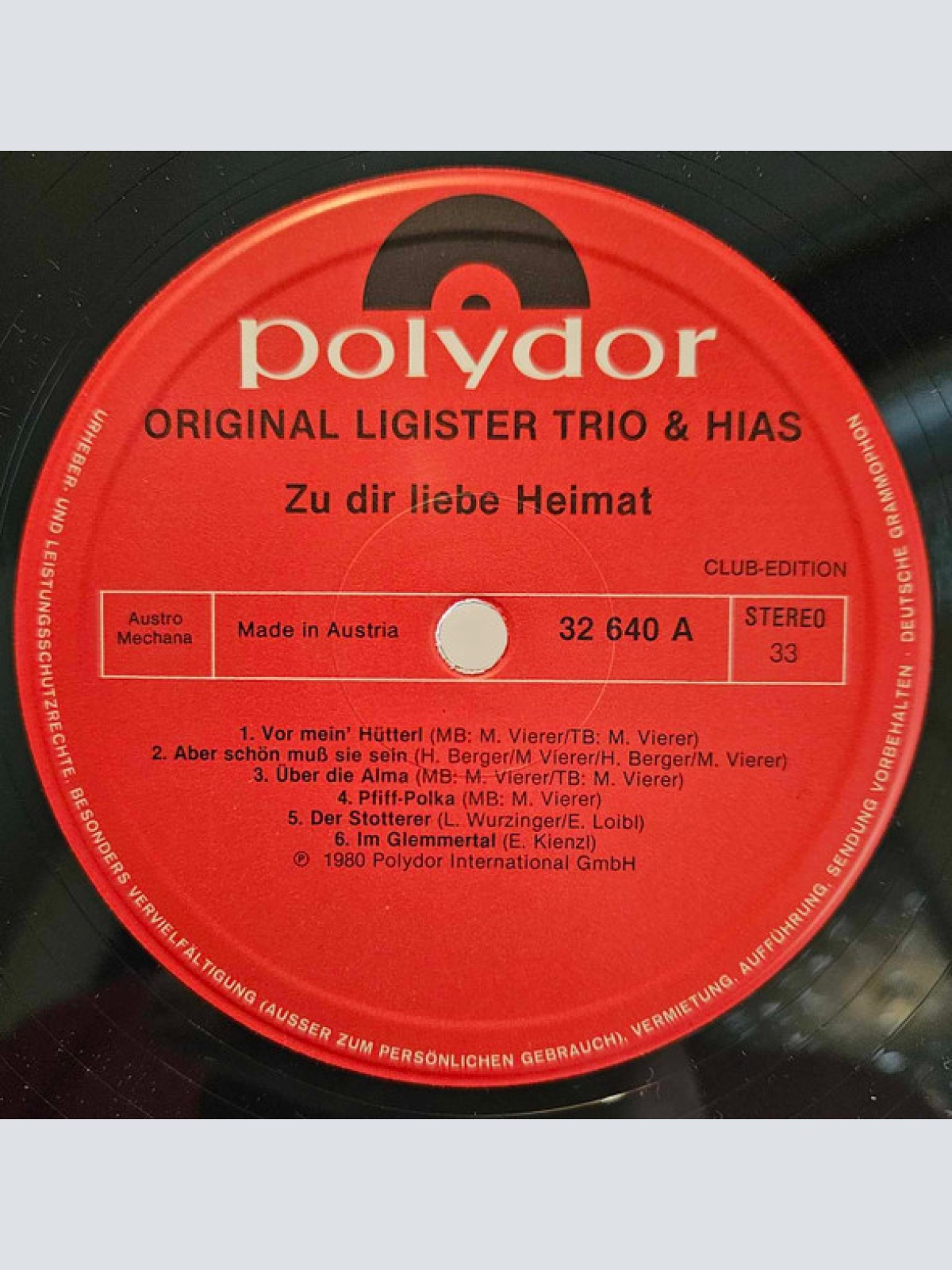 Vinyl / Das Original Ligister Trio* Und Hias - Zu Dir, Liebe Heimat