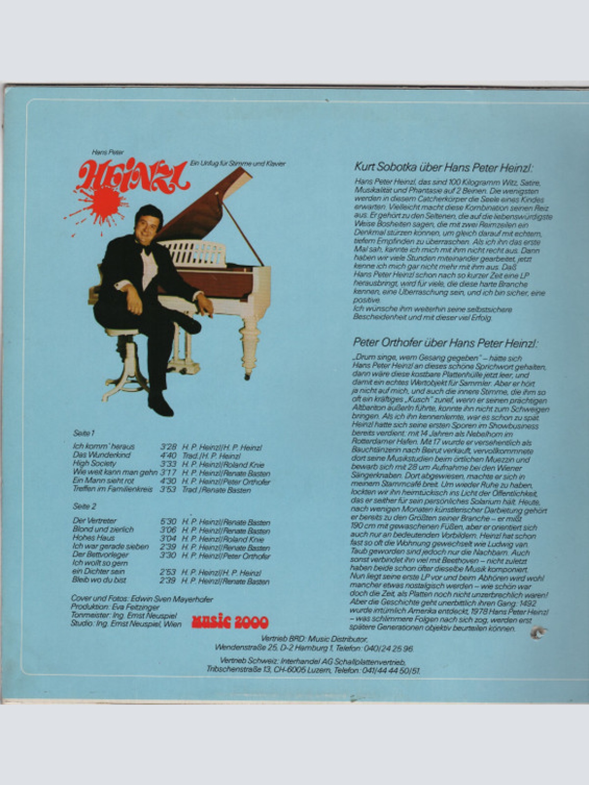 Vinyl / Hans Peter Heinzl - Ein Unfug Für Stimme Und Klavier