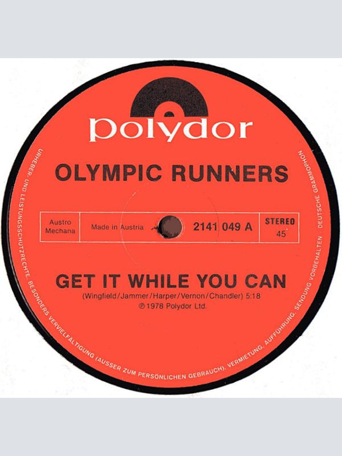 Vinyl / Olympic Runners - Get It While You Can