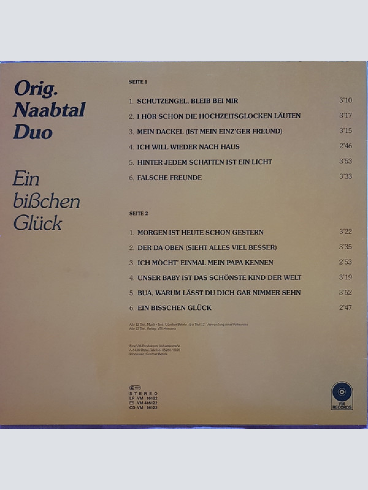 Vinyl / Orig. Naabtal Duo* - Ein Bißchen Glück