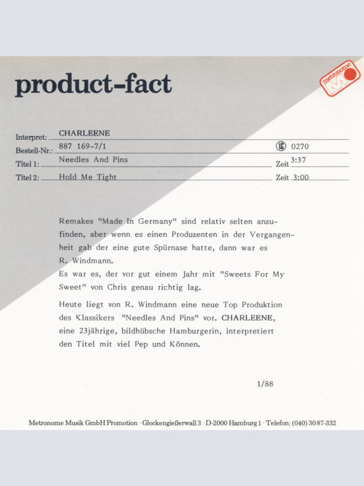 Vinyl / Charleene - Needles And Pins