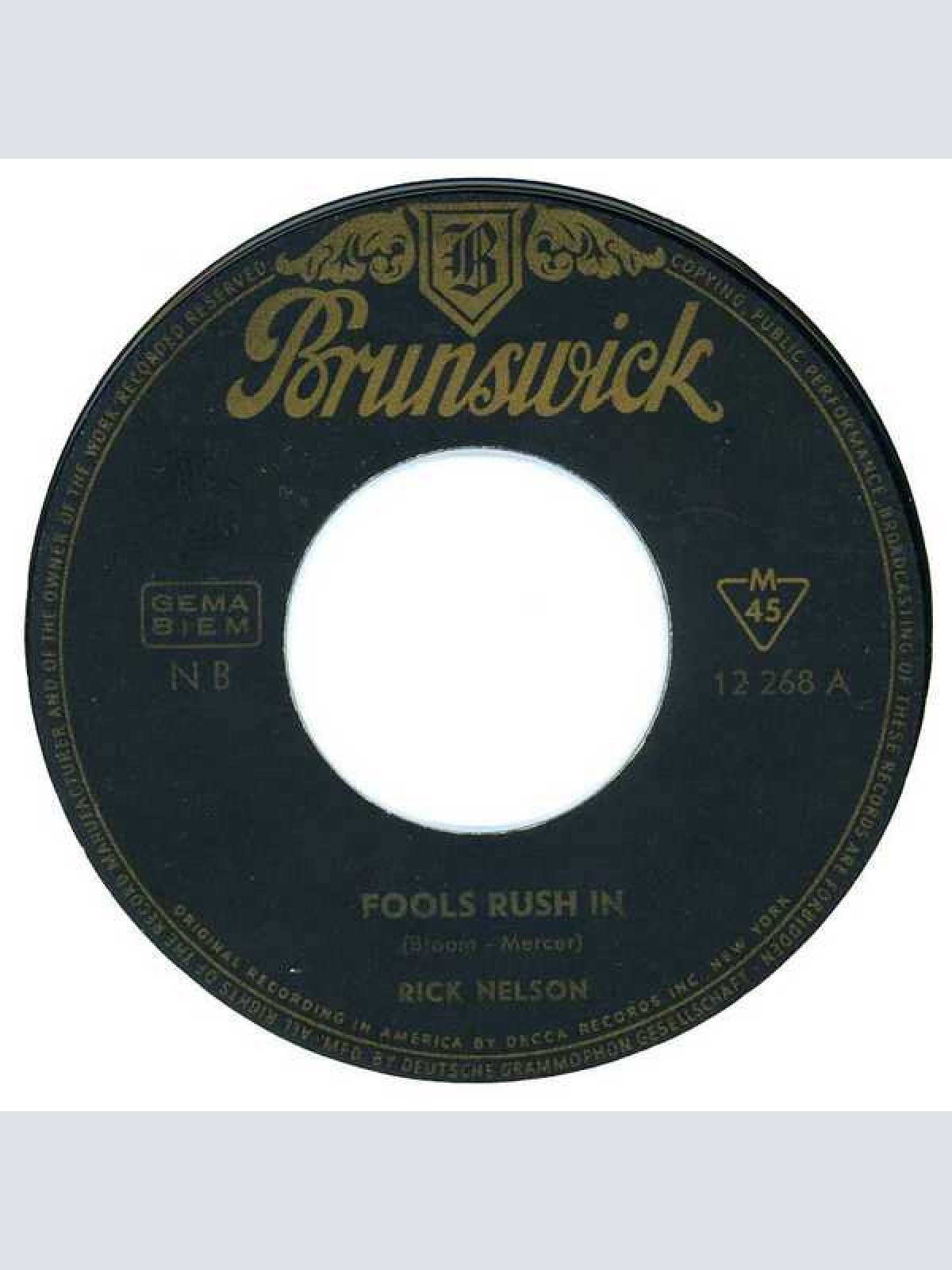 Vinyl / Rick Nelson* - Fools Rush In / Down Home