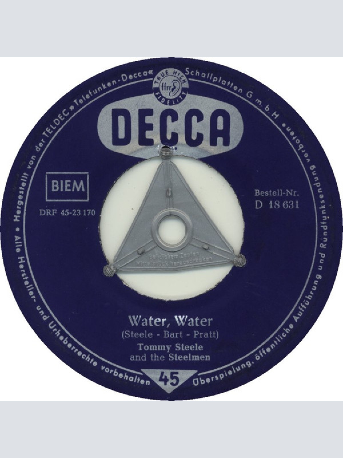 Vinyl / Tommy Steele And The Steelmen - Water, Water