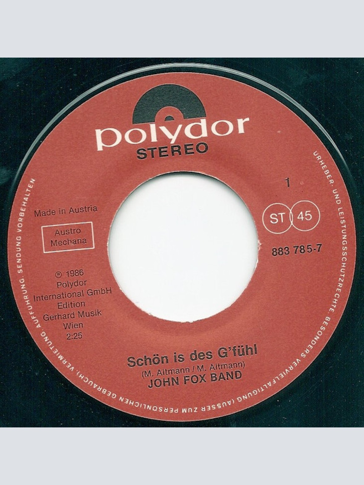 Vinyl / John Fox Band - Schön Is Des G'Fühl