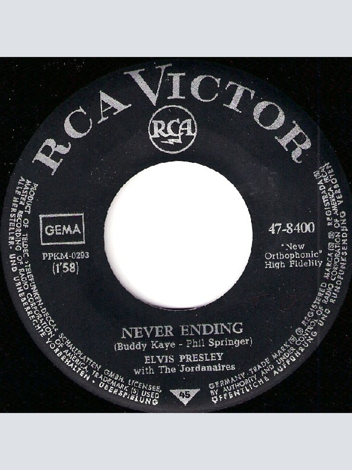 Vinyl / Elvis Presley With The Jordanaires - Such A Night / Never Ending