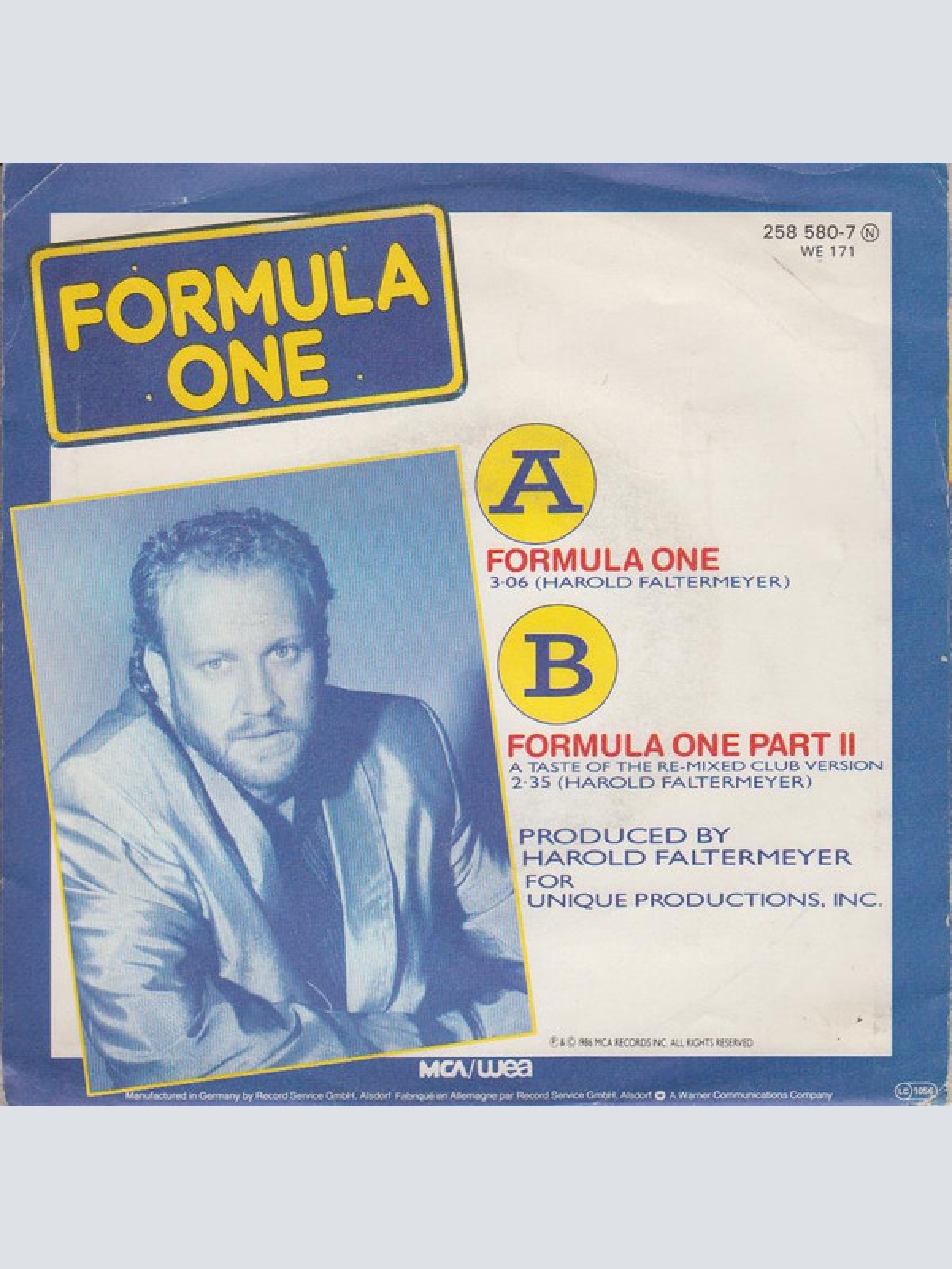 Vinyl / Harold Faltermeyer - Formula One