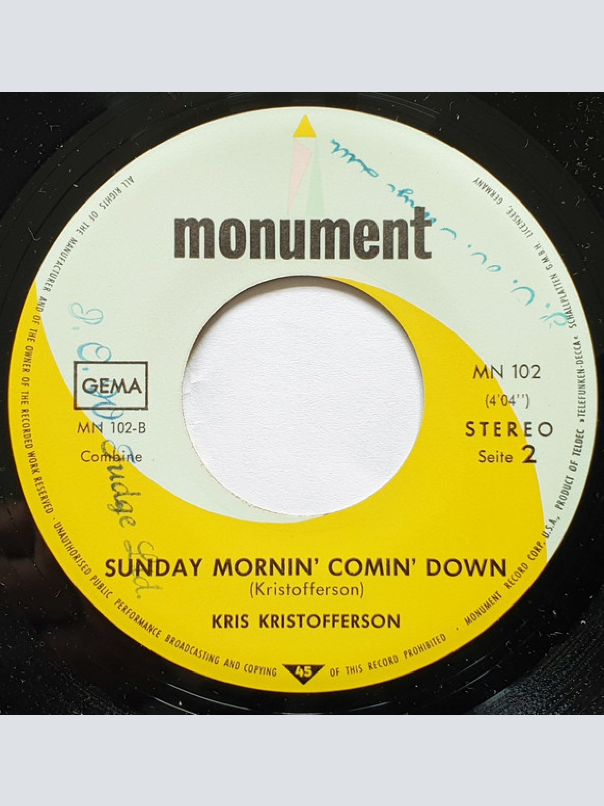 Vinyl / Kris Kristofferson - Sunday Mornin' Comin' Down / Me And Bobby McGee