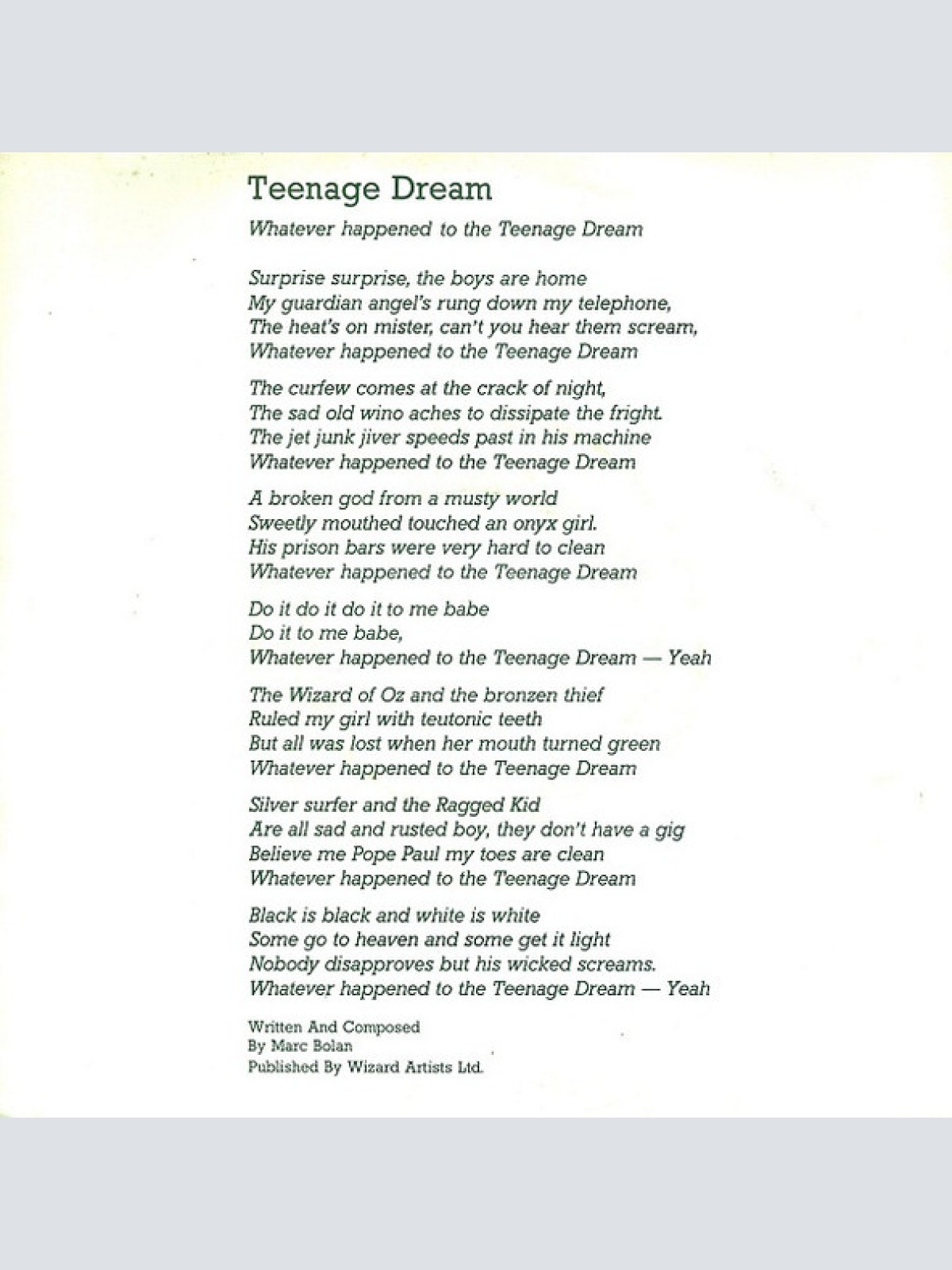 Vinyl / Marc Bolan + T. Rex - Teenage Dream / Mad Donna