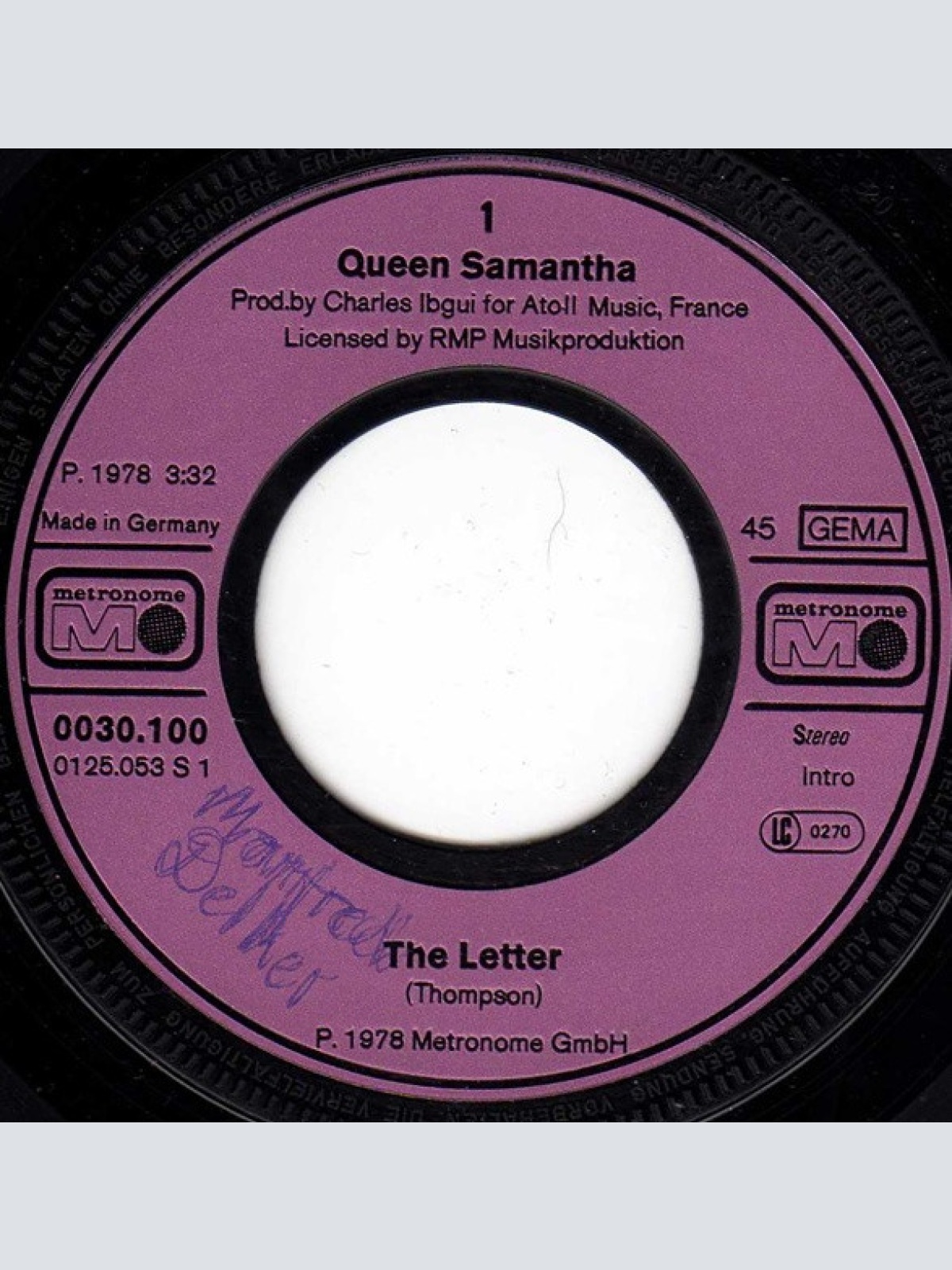 Vinyl / Queen Samantha - The Letter