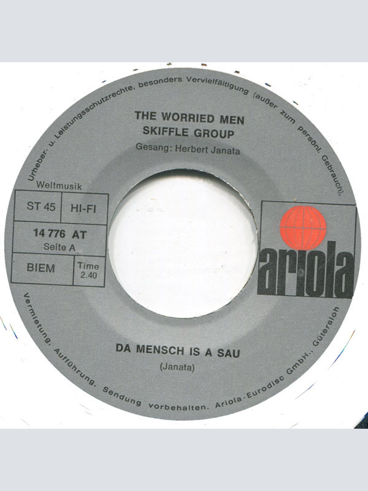 Vinyl / The Worried Men Skiffle Group* - Da Mensch Is A Sau