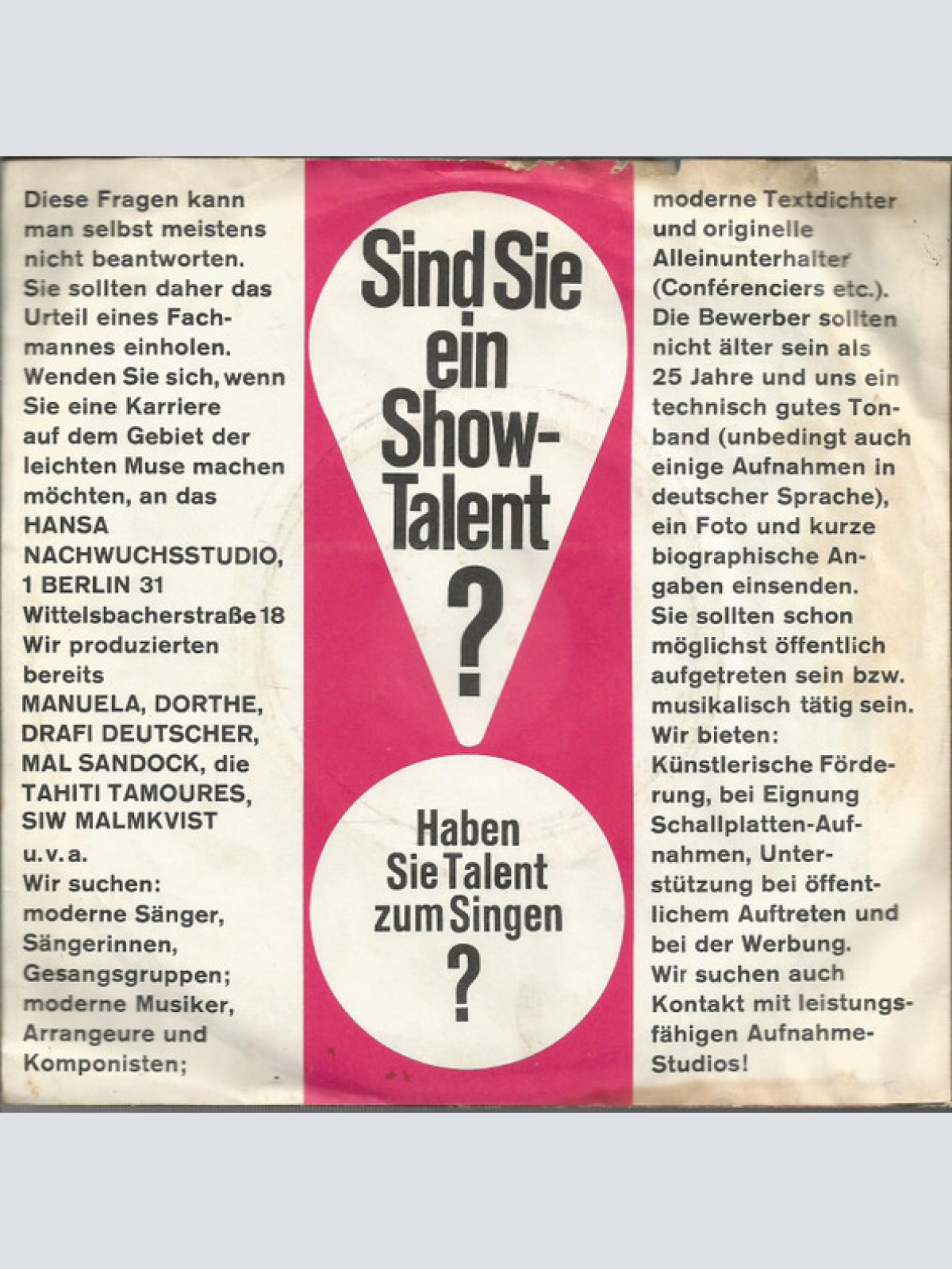 Vinyl / Marion* - Er Ist Wieder Da / Blau, Blau, Blau