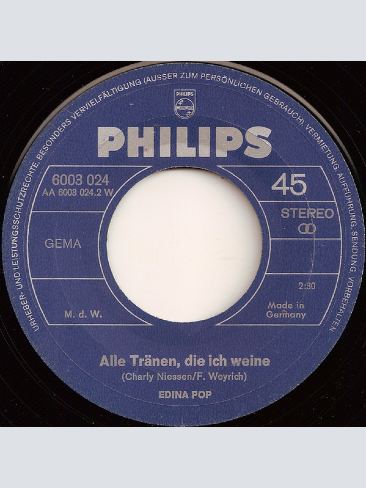 Vinyl / Edina Pop - Komm, Komm Zu Mir / Alle Tränen, Die Ich Weine