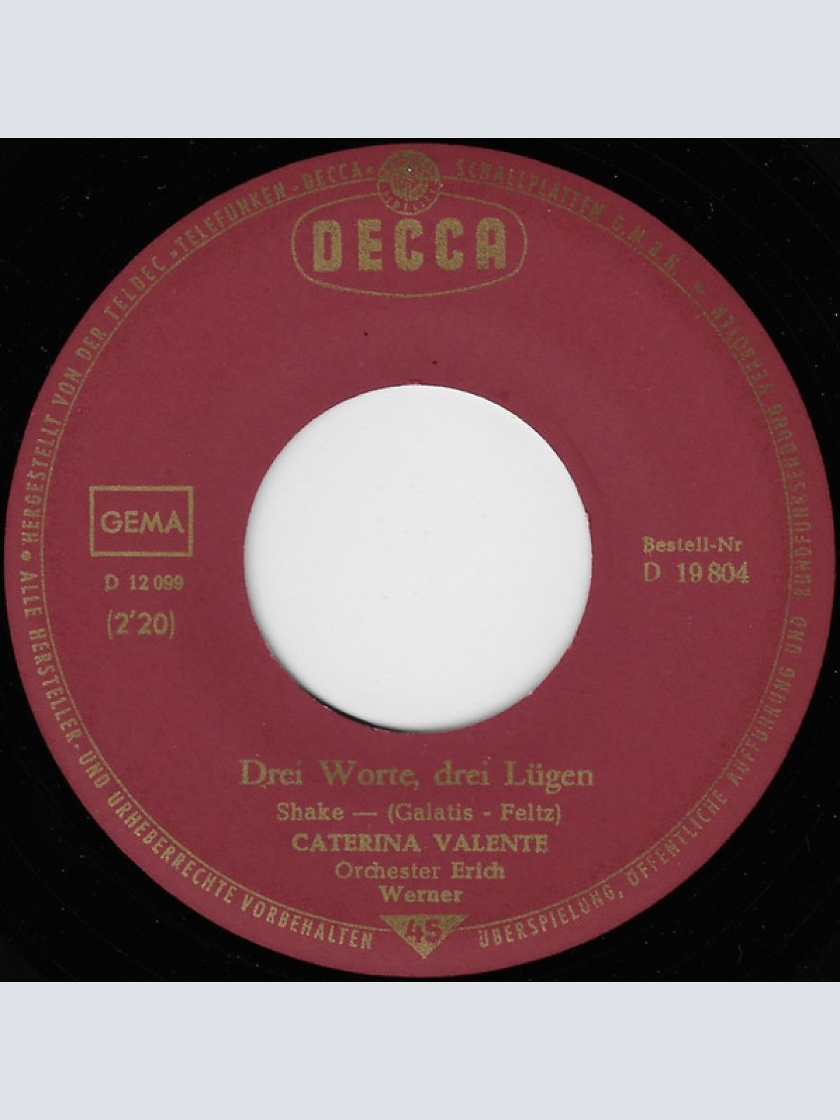 Vinyl / Caterina Valente - Drei Worte, Drei Lügen