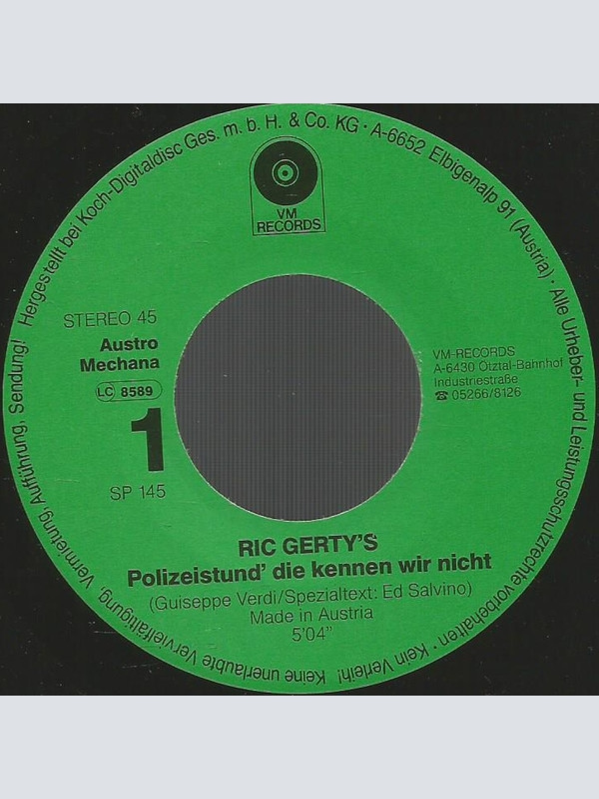 Vinyl / Ric Gerty's & Symphoniesanten - Polizeistund'...Die Kennen Wir Nicht