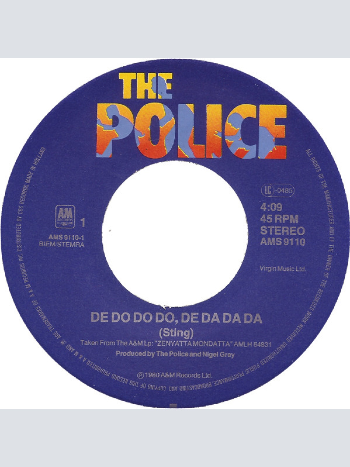 Vinyl / The Police - De Do Do Do De Da Da Da