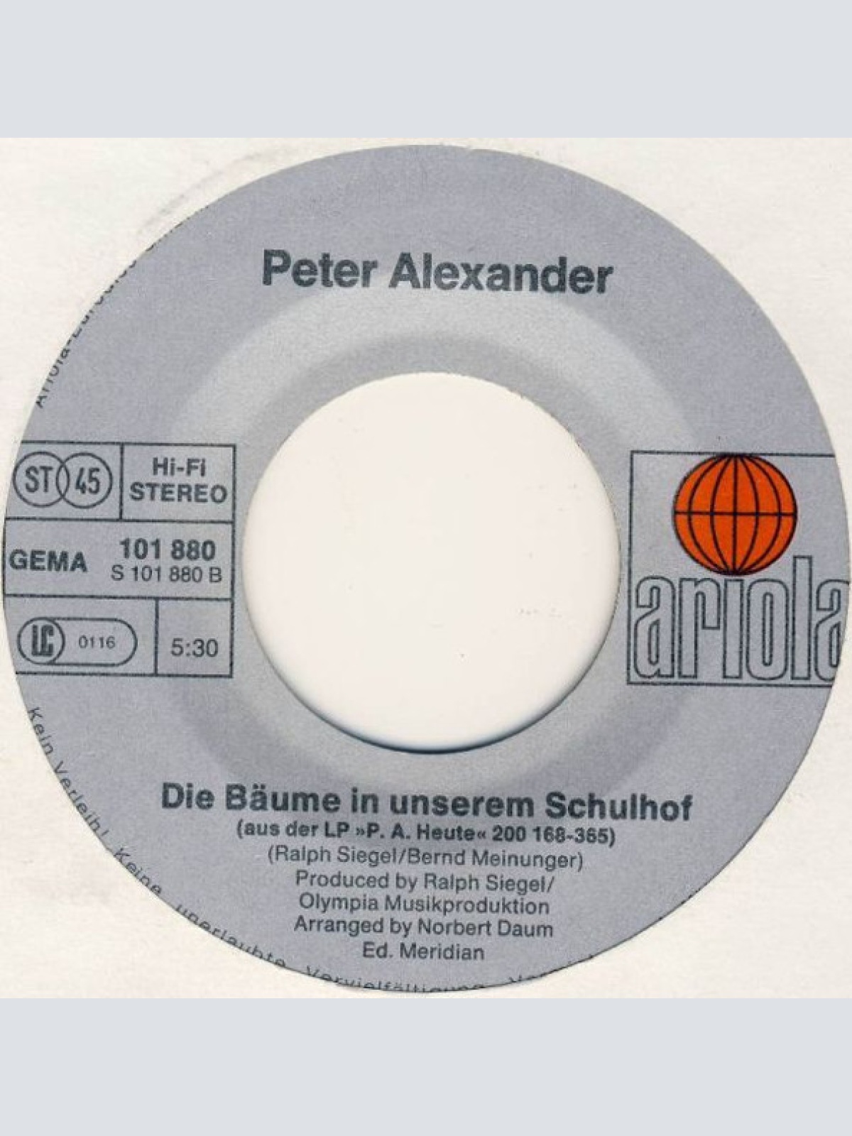 Vinyl / Peter Alexander - Denk Doch Auch Mal An Dich