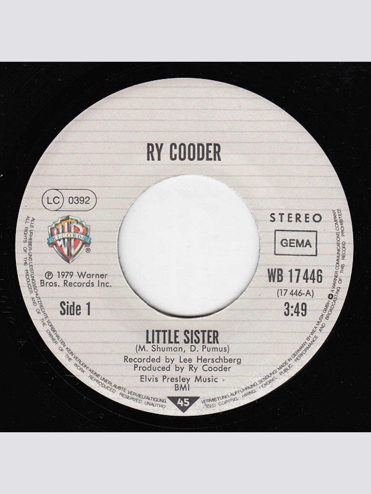 Vinyl / Ry Cooder - Little Sister