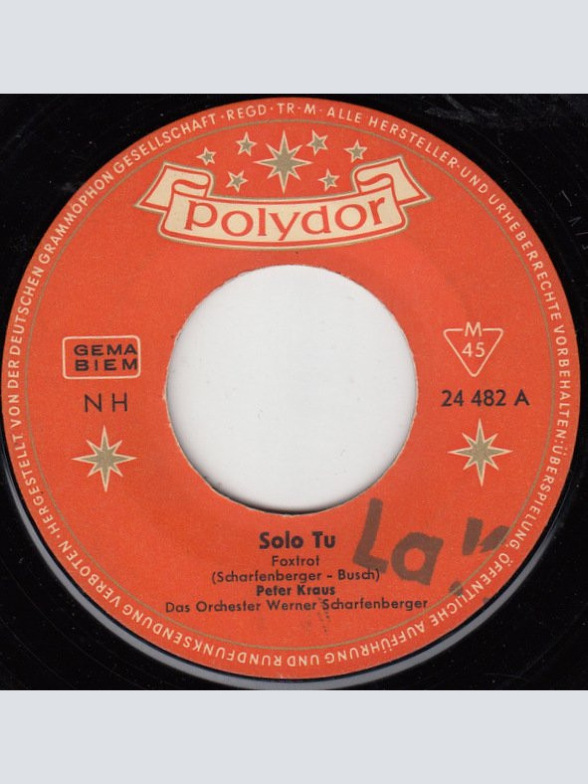 Vinyl / Peter Kraus - Solo Tu