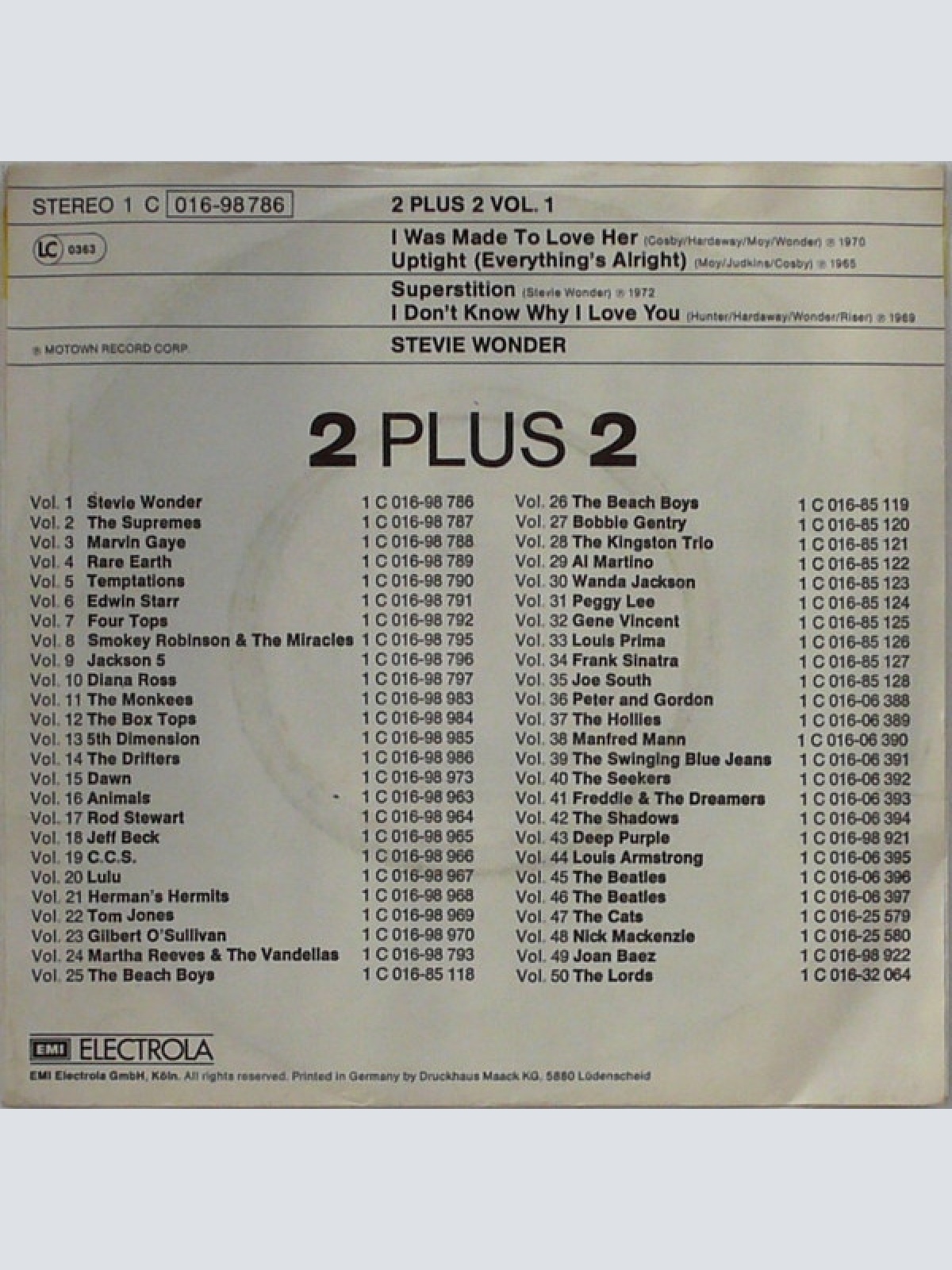 Vinyl / Stevie Wonder - I Was Made To Love Her / Uptight / Superstition / I Don't Know Why I Love You