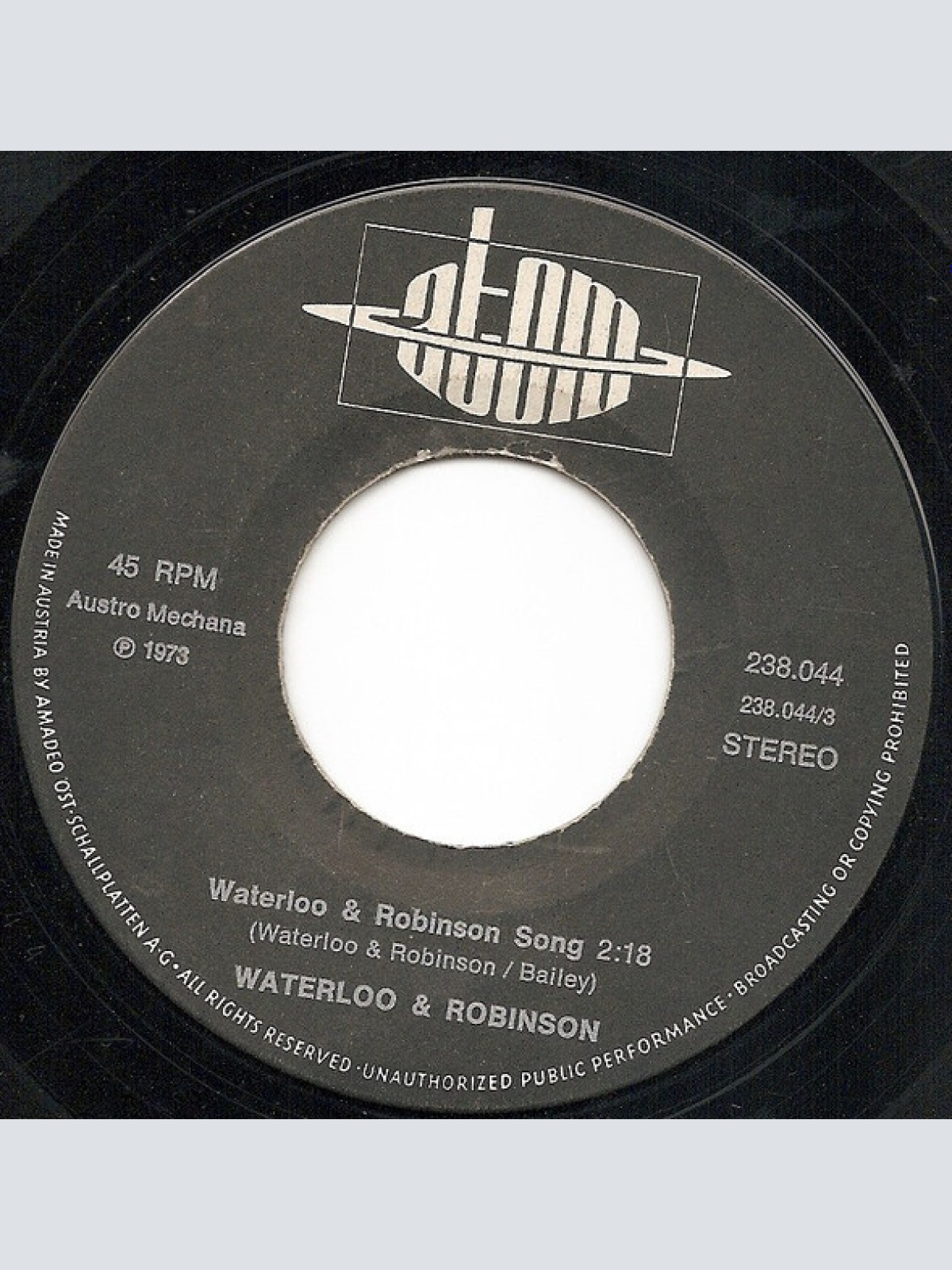 Vinyl / Waterloo & Robinson - Waterloo & Robinson Song / Was A Sunny Day