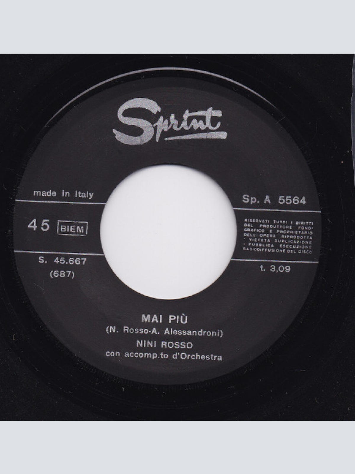 Vinyl / Nini Rosso - Mai Piu'