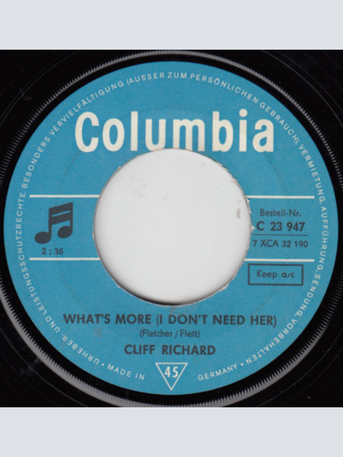 Vinyl / Cliff Richard And The Shadows* - Don't Forget To Catch Me / What's More (I Don't Need Her)