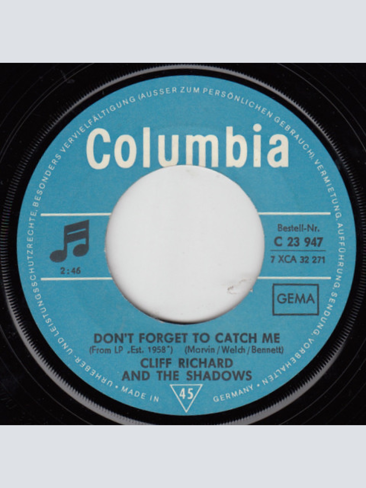 Vinyl / Cliff Richard And The Shadows* - Don't Forget To Catch Me / What's More (I Don't Need Her)