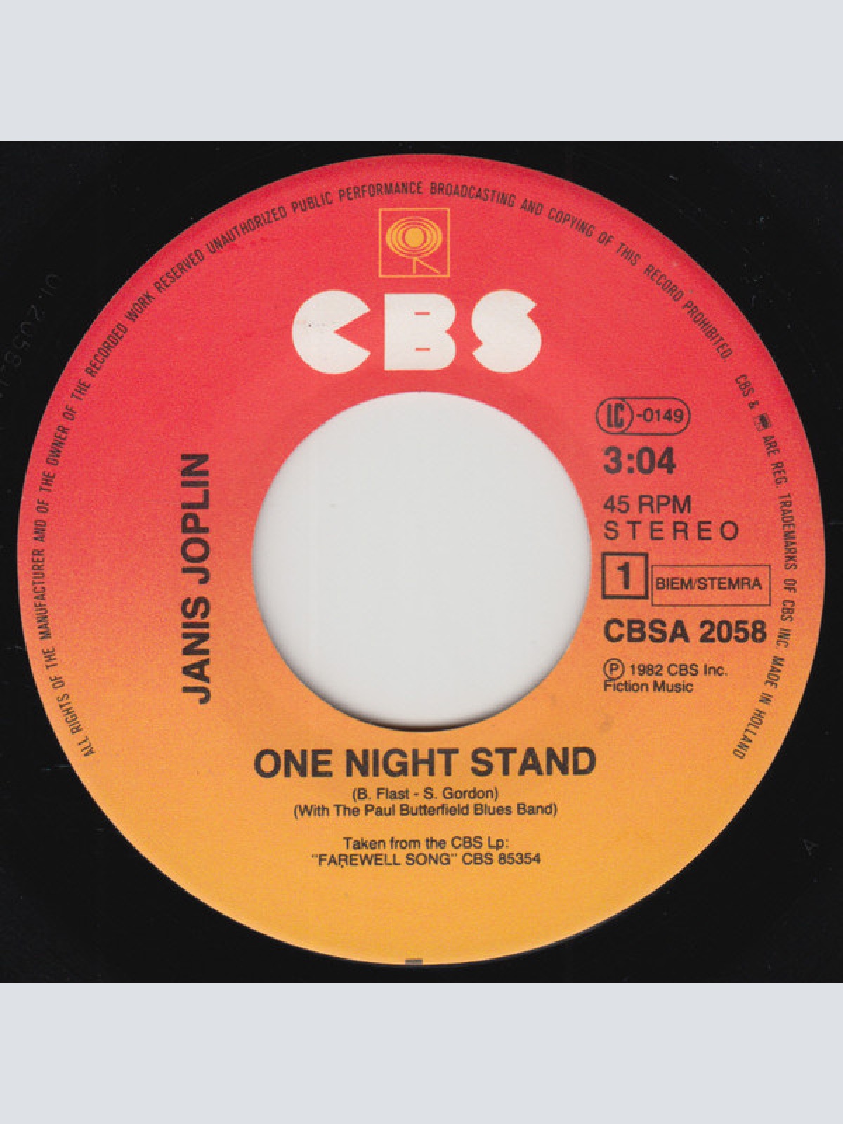 Vinyl / Janis Joplin - One Night Stand