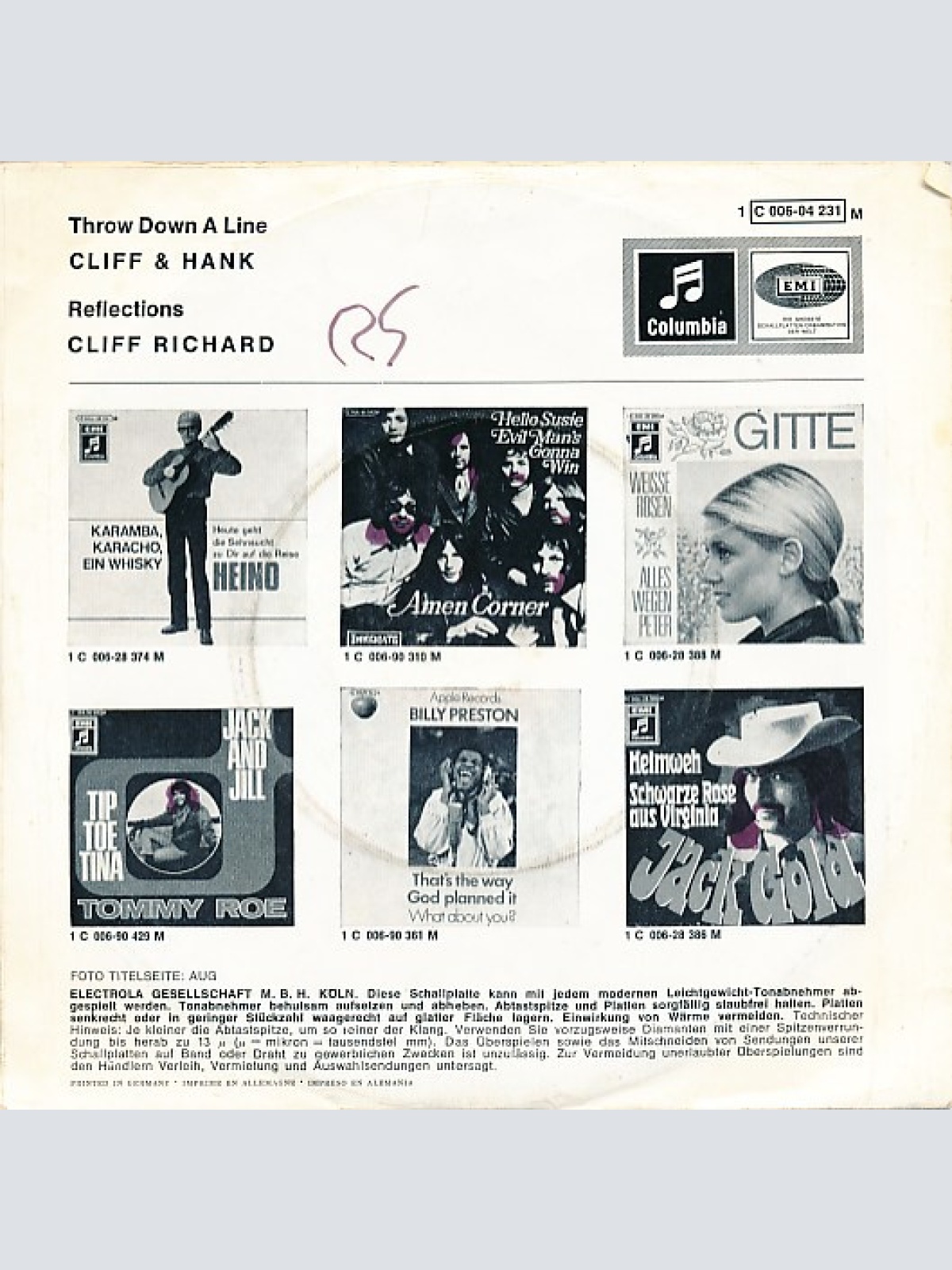 Vinyl / Cliff* And Hank* / Cliff Richard - Throw Down A Line / Reflections