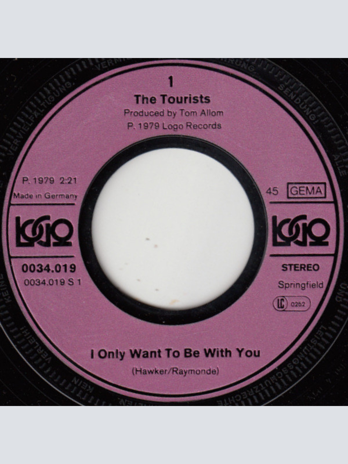 Vinyl / The Tourists - I Only Want To Be With You